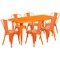Emma and Oliver Commercial Grade Rectangular Metal Indoor-Outdoor Table Set with 6 Stack Chairs